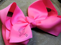 Hot Pink Rhinestone Breast Cancer 6 Inch Hair Bow